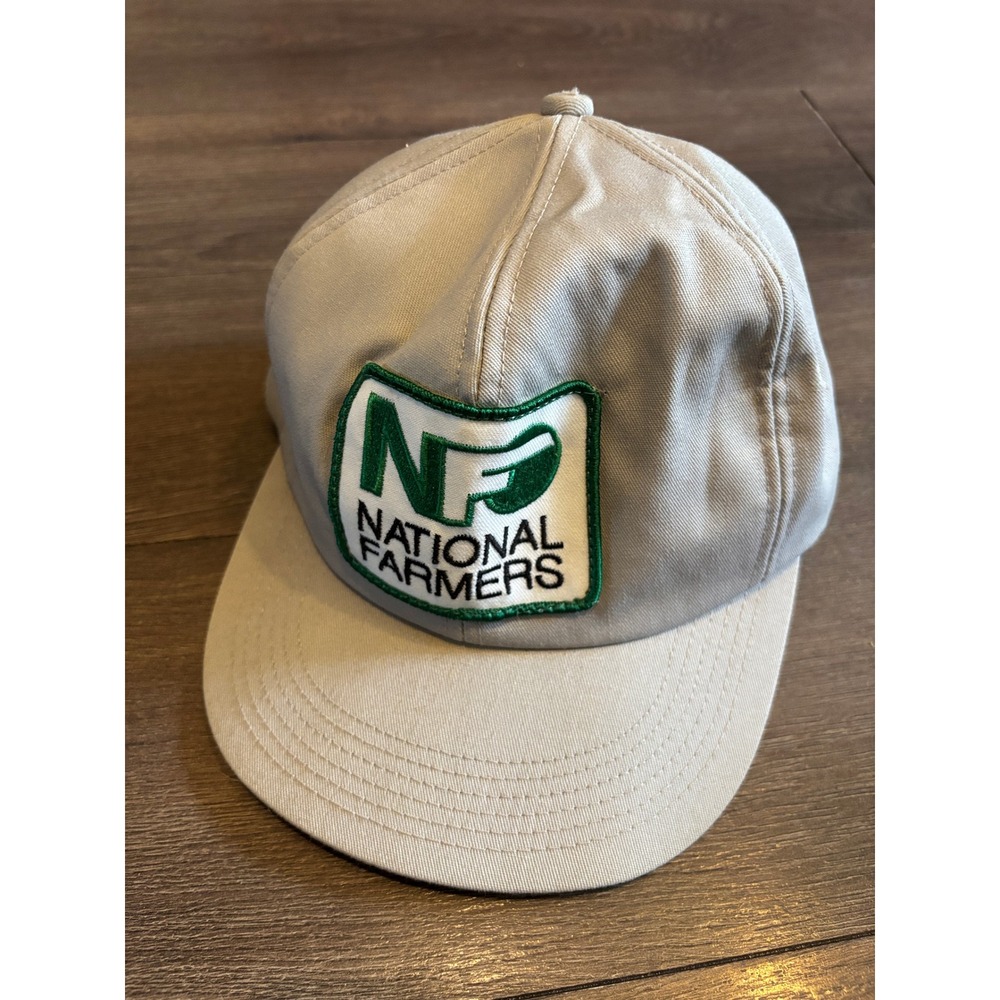Vintage National Farmers K-Products Snapback Hat Made in USA‎ Gray Trucker Cap